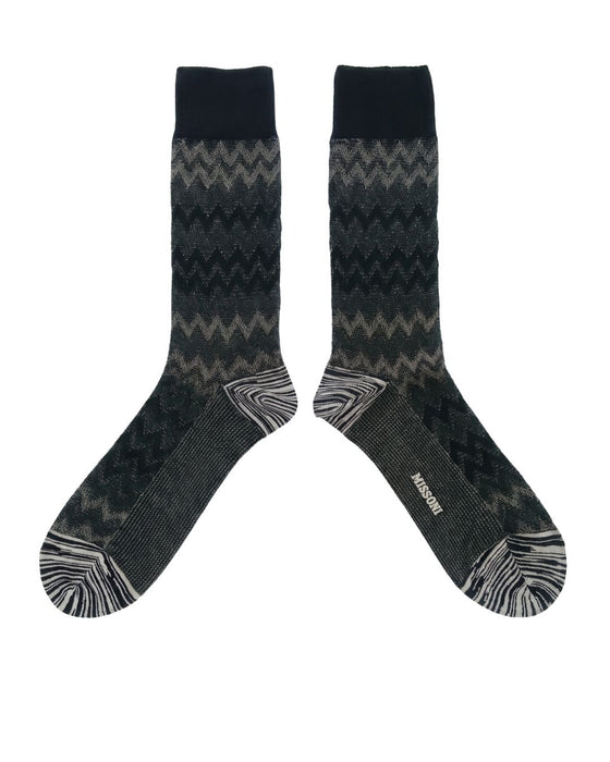 Missoni Charcoal  Mens Melange Chevron Crew Socks-M