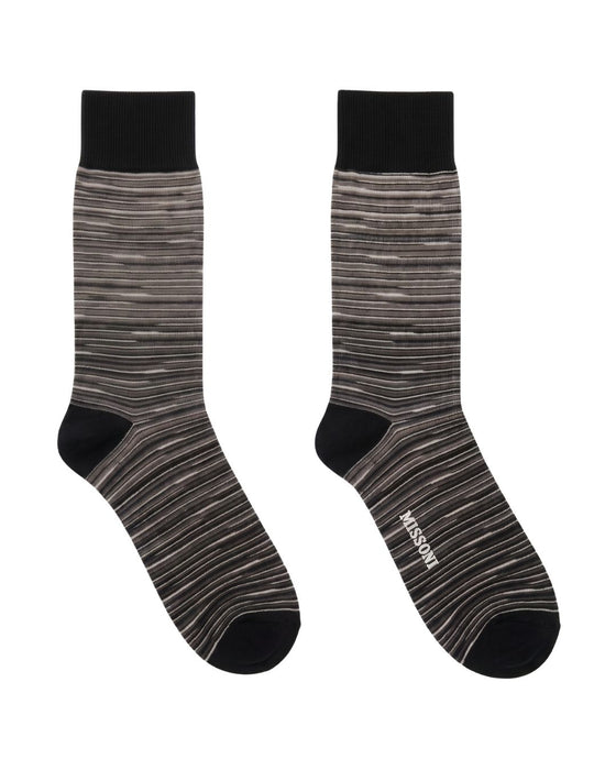 Missoni Charcoal  Mens Melange Stripe Crew Socks-L