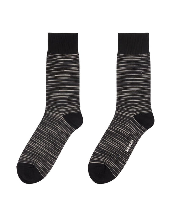 Missoni Black/Grey Mens Stripe Crew Socks-M