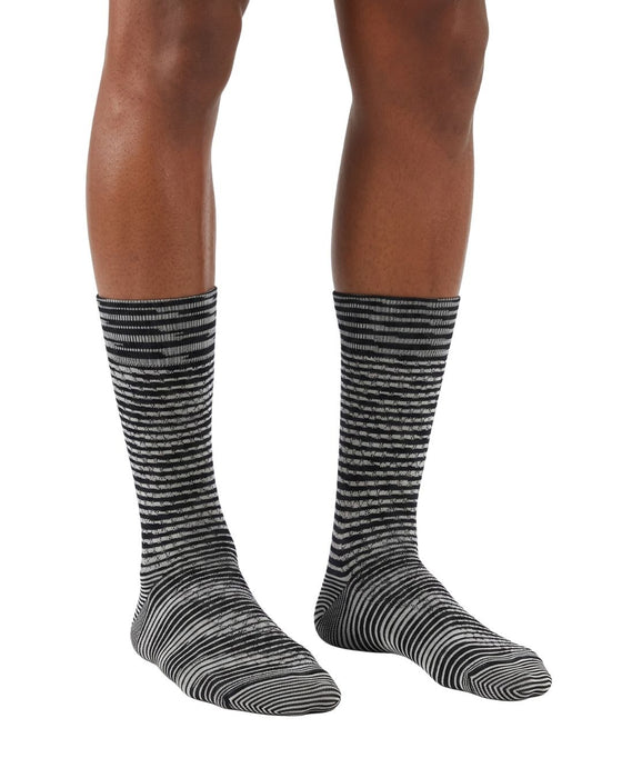 Missoni White Black Mens Textured Stripe Crew Socks -S