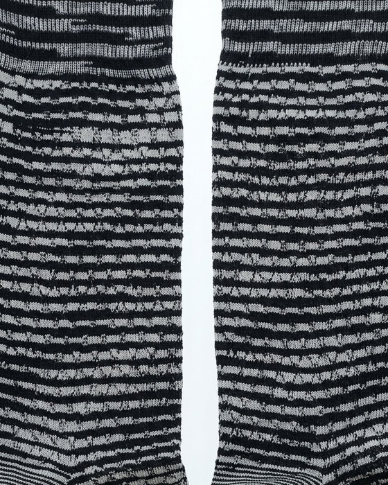 Missoni White Black Mens Textured Stripe Crew Socks -S