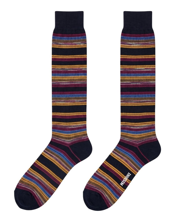 Missoni Multicolor Mens Stripe Dress Socks-XL