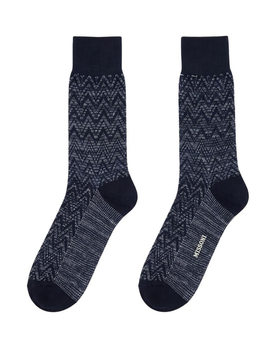 Missoni Charcoal  Mens Classic Chevron Crew Socks-S