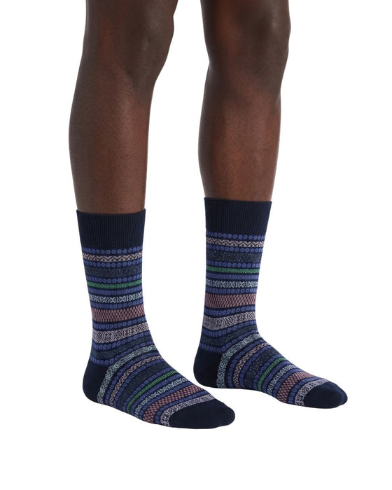 Missoni Lavender Blue  Mens Pattern Stripe Crew Socks-