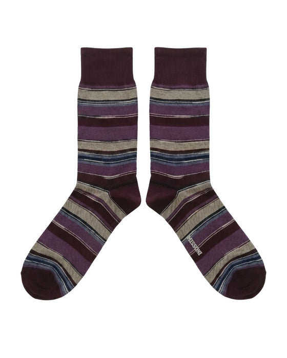 Missoni Plum Mens Stripe Crew Socks-