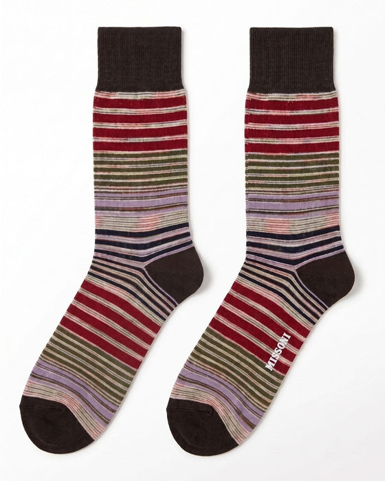 Missoni Brown Multi Mens Stripe Crew Socks-M