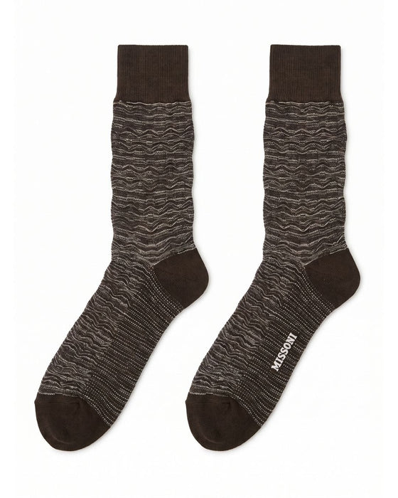 Missoni Espresso  Mens Textured Melange Crew Socks-