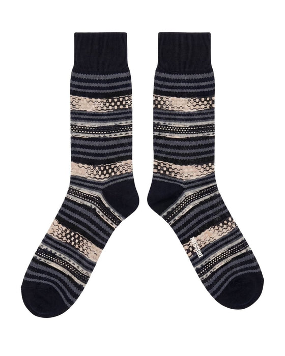 Missoni Black  Mens Textured Pattern Crew Socks-