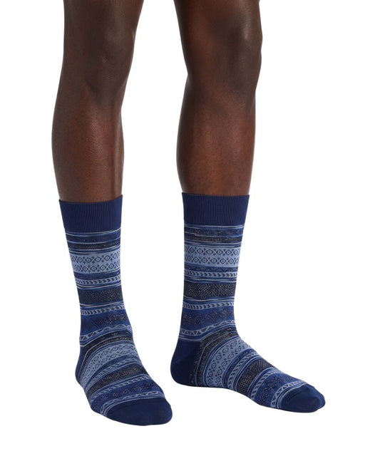 Missoni Deep Blue Mens Stripe Pattern Crew Socks-