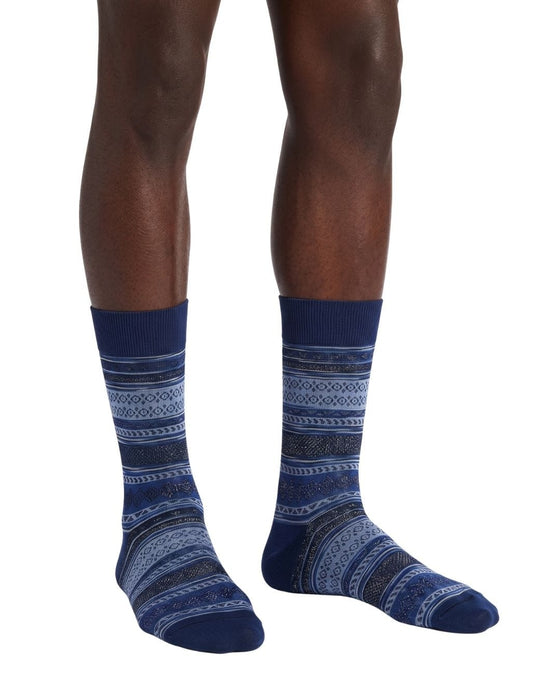 Missoni Deep Blue Mens Stripe Pattern Crew Socks-
