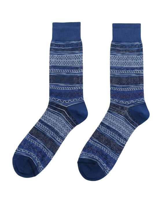 Missoni Deep Blue Mens Stripe Pattern Crew Socks-