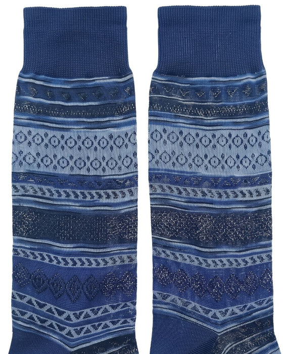 Missoni Deep Blue Mens Stripe Pattern Crew Socks-