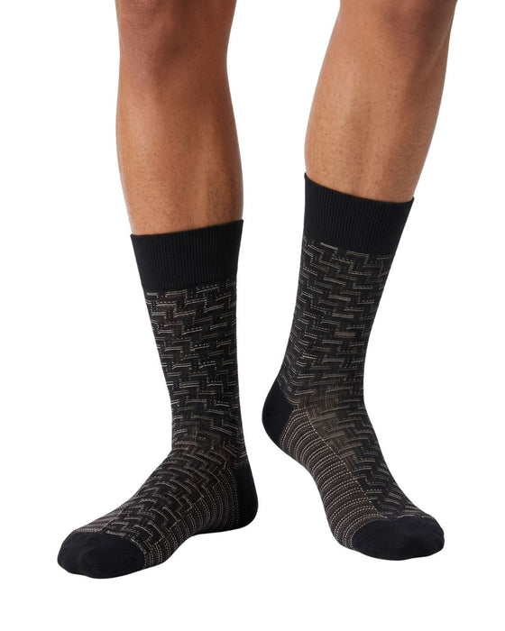 Missoni Black Red Mens Textured Melange Crew Socks-M