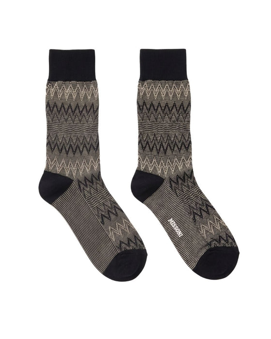 Missoni Black White  Mens Chevron Crew Socks-S
