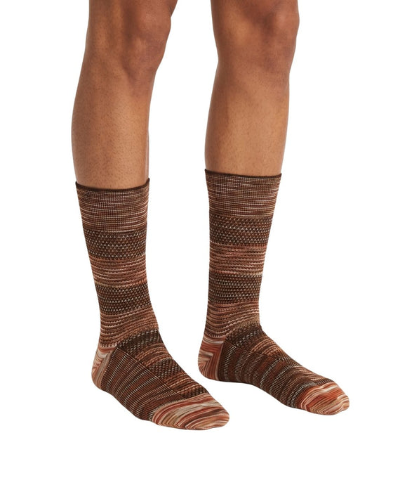 Missoni Brown Multi Mens Textured Melange Crew Socks-M
