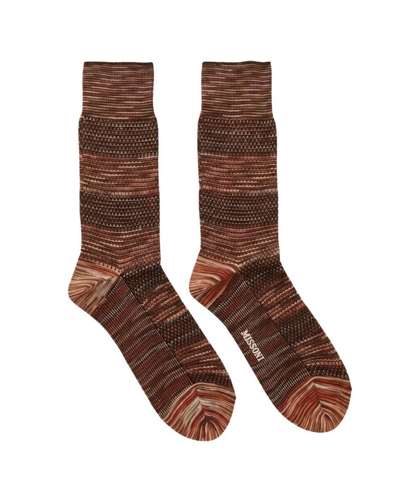 Missoni Brown Multi Mens Textured Melange Crew Socks-