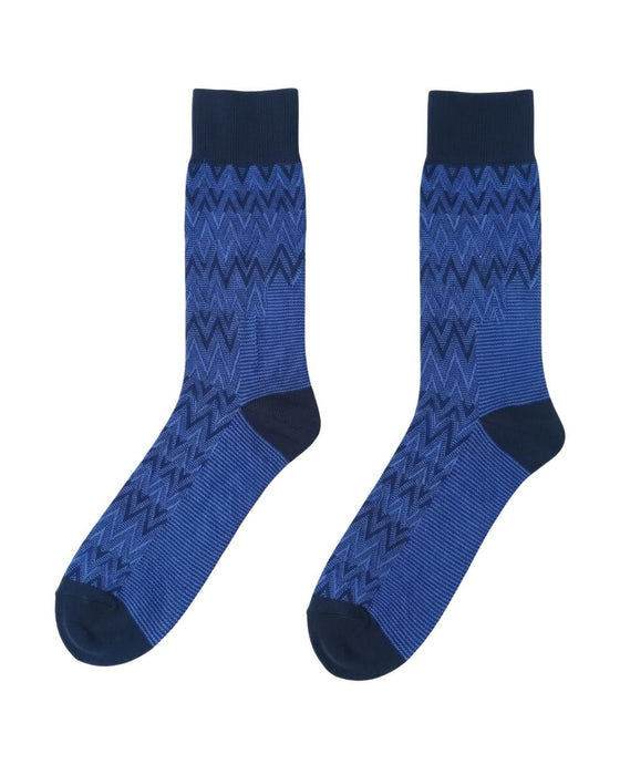Missoni Royal Blue Mens Chevron Crew Socks-M