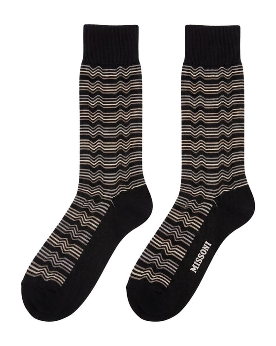 Missoni Black  Mens Wave Stripe Crew Socks-S