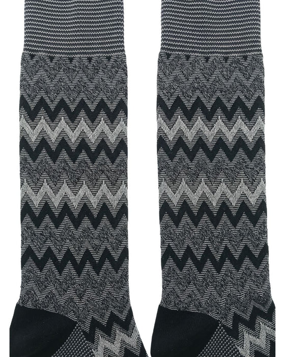 Missoni Grey Tone Mens Chevron Melange Crew Socks-S