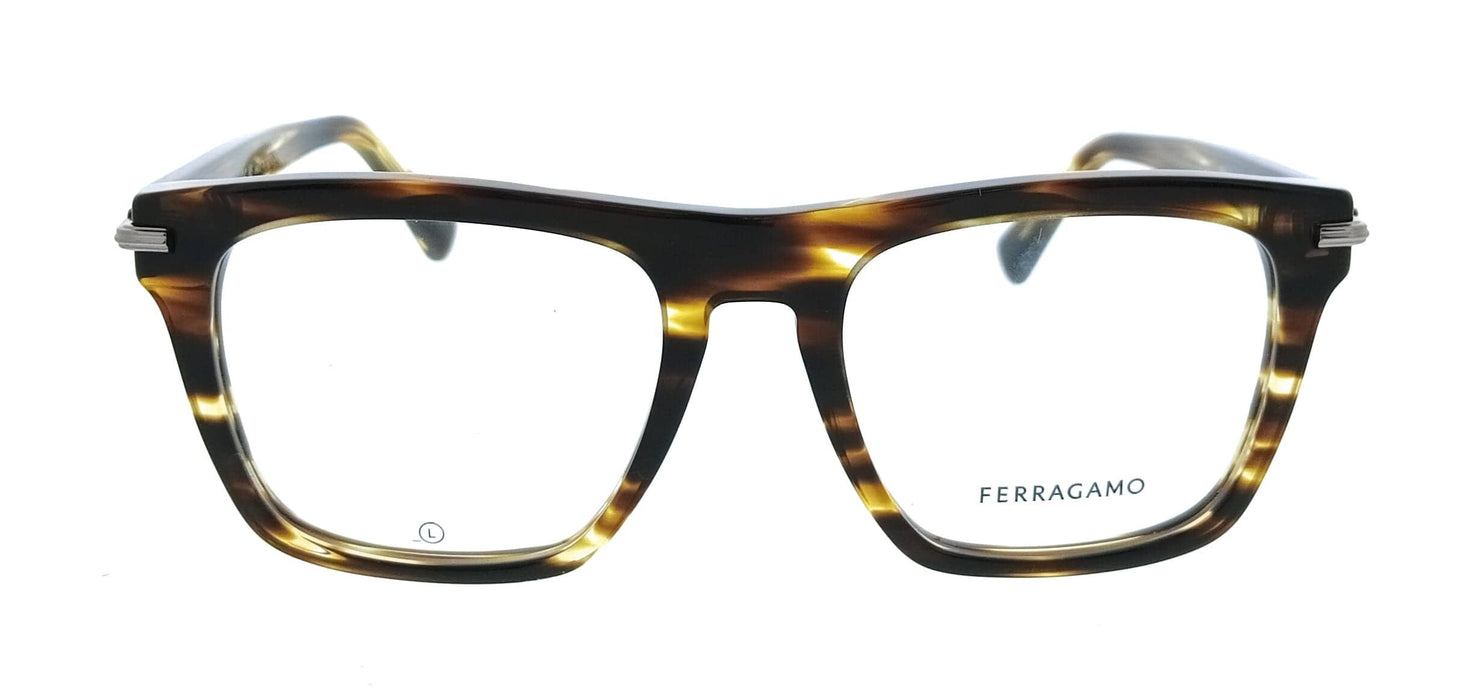Salvatore Ferragamo SF3015 216 Rectangle Striped Brown Men's Eyeglasses