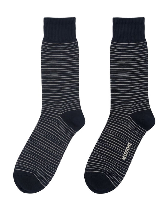 Missoni Black Mens Micro Chevron Stripe Crew Socks-M