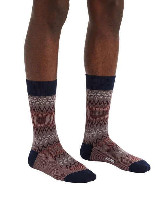 Missoni Black Mens Classic Chevron Crew Socks-M