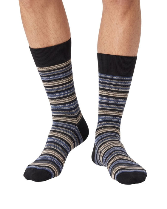 Missoni Blue Grey Mens Stripe Crew Socks-M