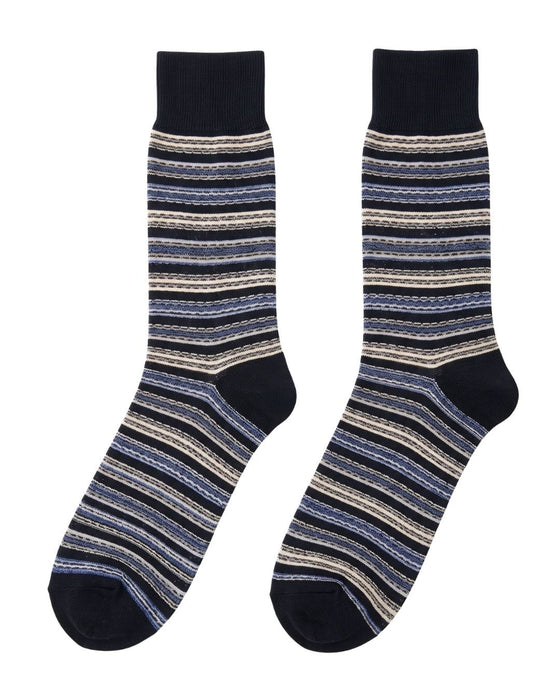 Missoni Blue Grey Mens Stripe Crew Socks-M
