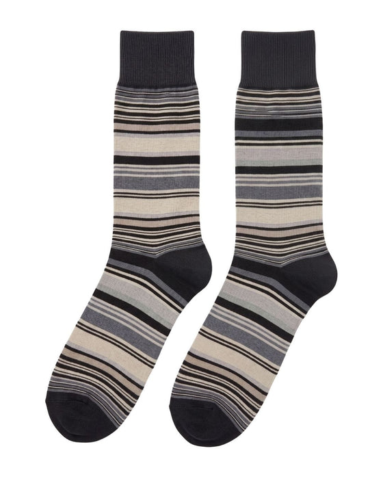 Missoni Beige Black Mens Stripe Crew Socks-M