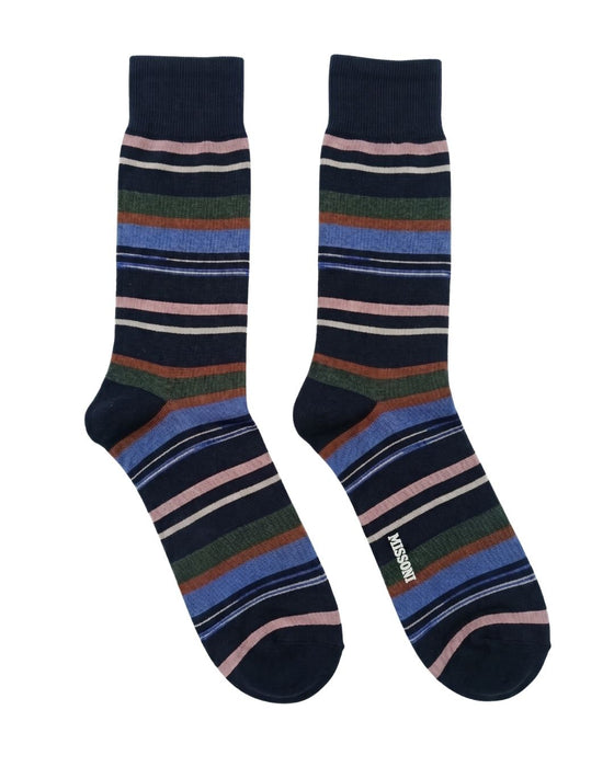 Missoni Black Green  Mens Stripe Crew Socks-M