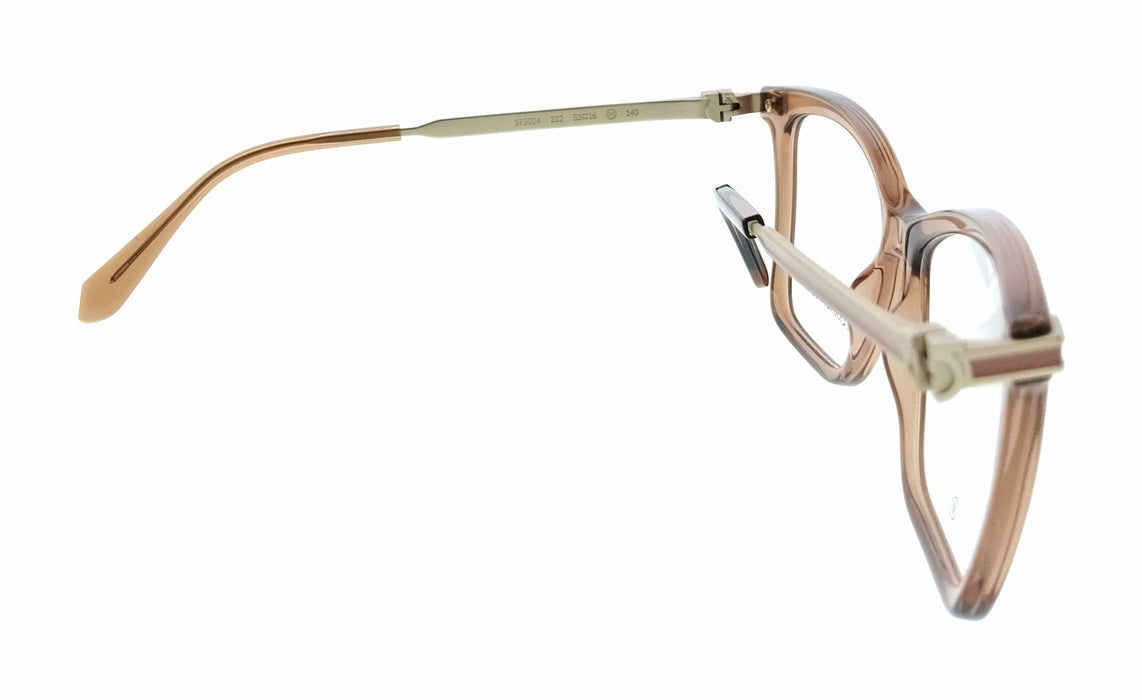 Salvatore Ferragamo SF3024 232 Cat Eye Transparent Brown Women's Eyeglasses
