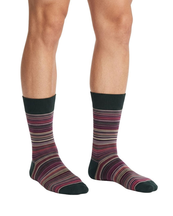 Missoni Dark Green Multi Mens Stripe Crew Socks-S
