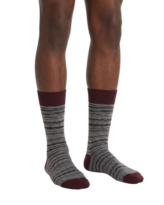 Missoni Purple Blue Mens Knit Stripe Crew Socks-M