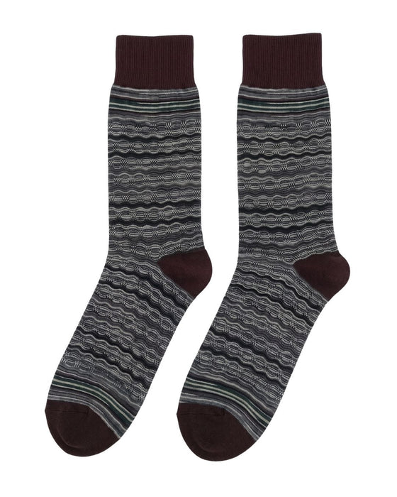 Missoni Purple Blue Mens Knit Stripe Crew Socks-M