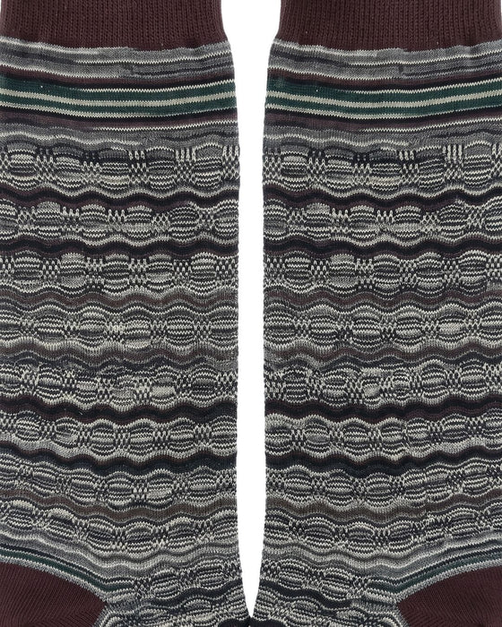 Missoni Purple Blue Mens Knit Stripe Crew Socks-M