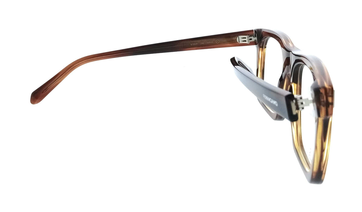 Salvatore Ferragamo SF3029 216 Rectangle Striped Brown Men's Eyeglasses