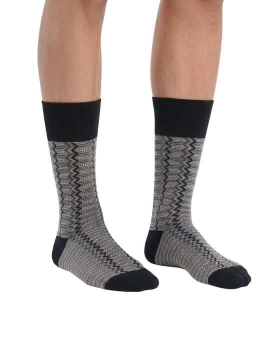 Missoni Black White Mens Speckle Chevron Crew Socks-L