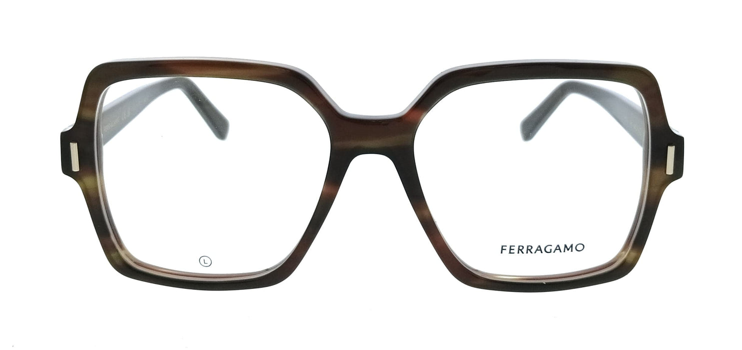 Salvatore Ferragamo SF3031 280 Cat Eye Striped Brown Green Women's Eyeglasses