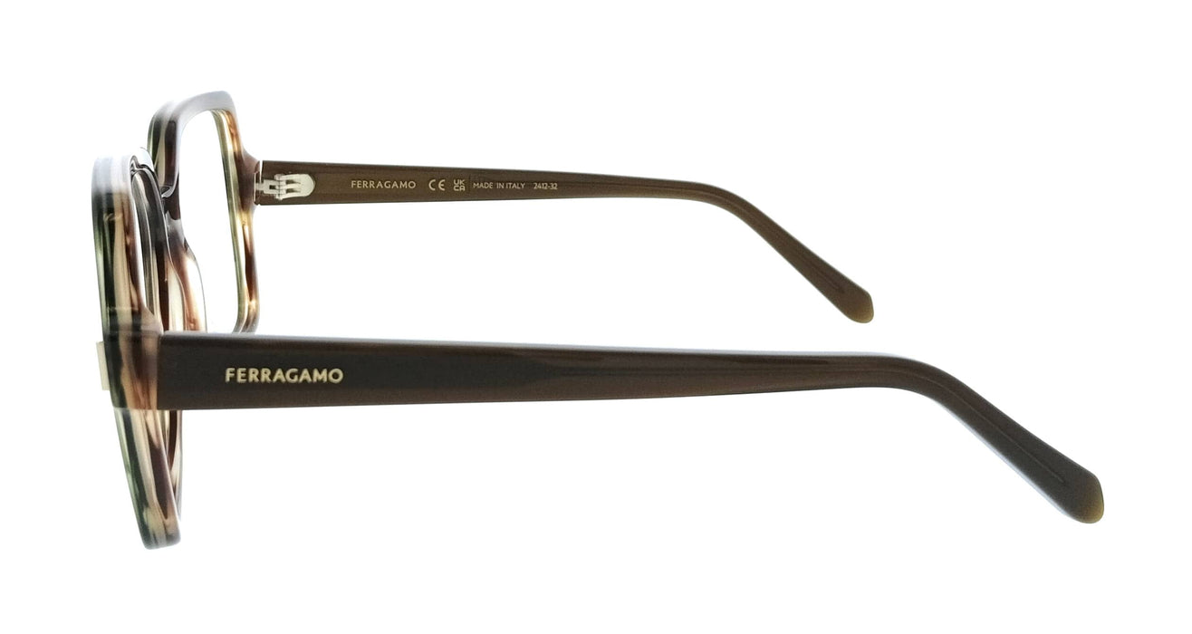 Salvatore Ferragamo SF3031 280 Cat Eye Striped Brown Green Women's Eyeglasses