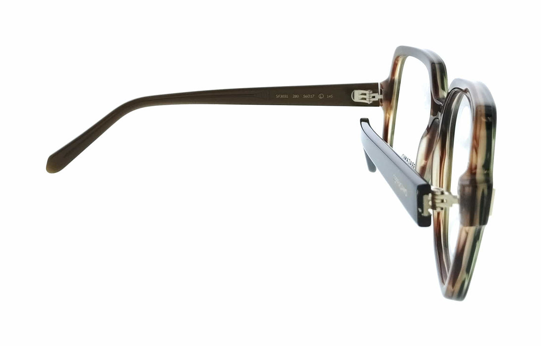 Salvatore Ferragamo SF3031 280 Cat Eye Striped Brown Green Women's Eyeglasses