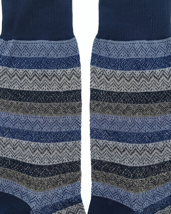 Missoni Navy Mens Pattern Stripe Crew Socks-M
