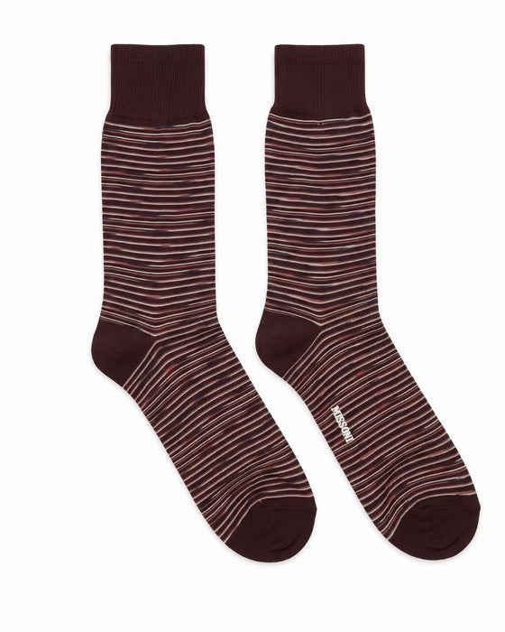 Missoni Plum  Mens Classic Stripe Crew Socks-M