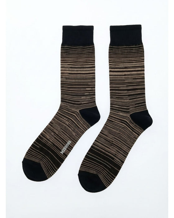 Missoni Black Camel Mens Classic Stripe Crew Socks-M