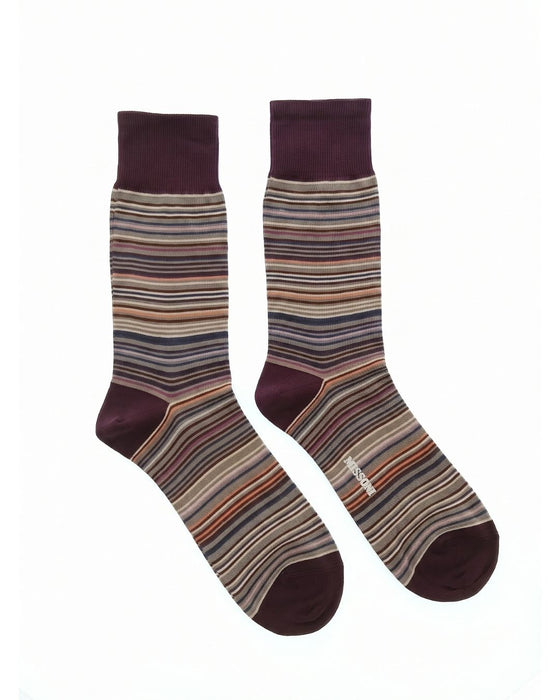 Missoni Maroon Mens Classic Stripe Crew Socks-S