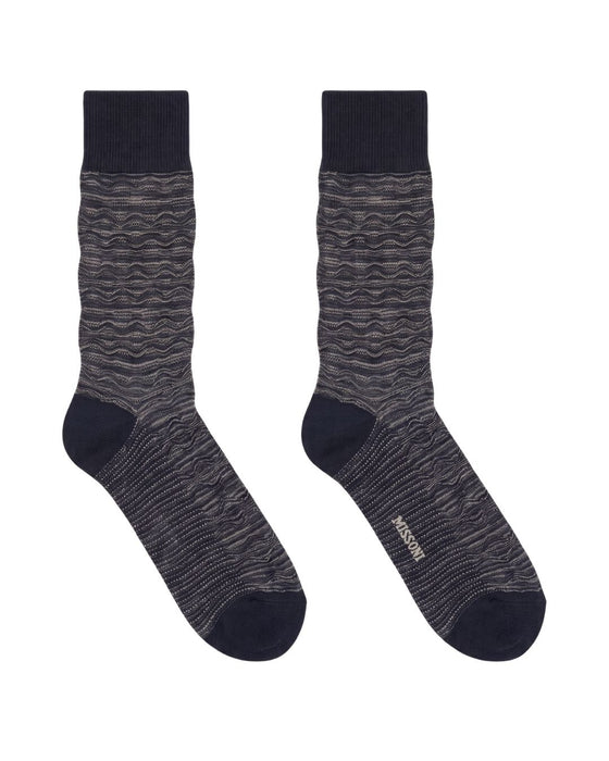 Missoni Anthracite  Mens Classic Chevron Crew Socks-M