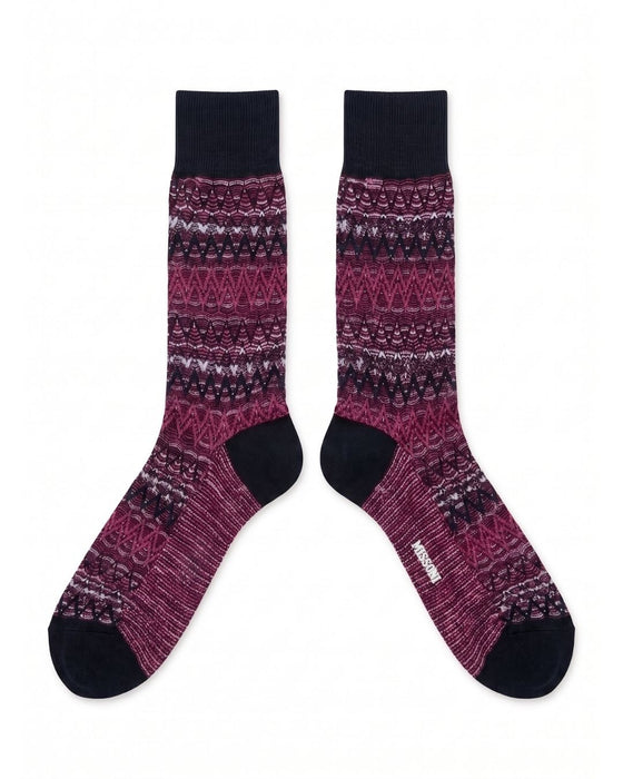 Missoni Magenta  Mens Classic Chevron Crew Socks-M