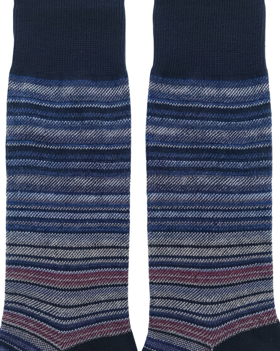 Missoni Blue Grey Mens Textured Stripe Crew Socks-M