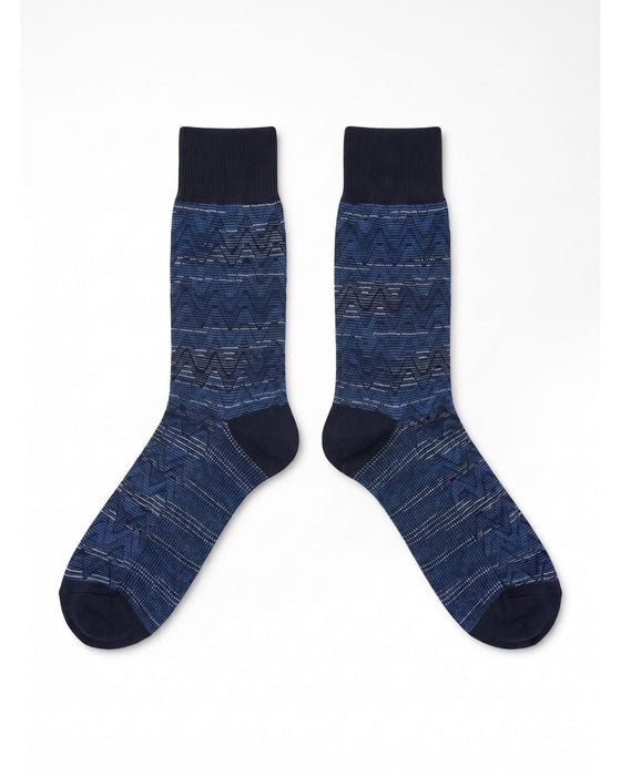 Missoni Navy Mens Textured Stripe Crew Socks-S