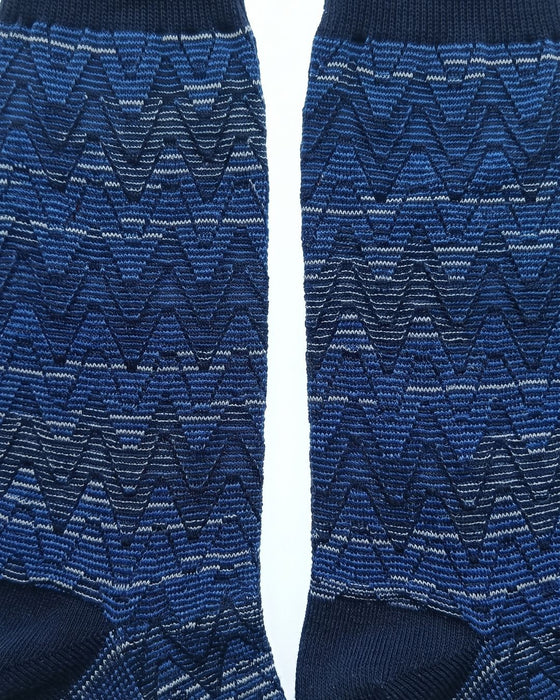 Missoni Navy Mens Textured Stripe Crew Socks-S