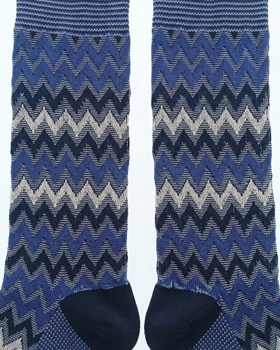 Missoni Royal Blue Mens Classic Chevron Crew Socks-S